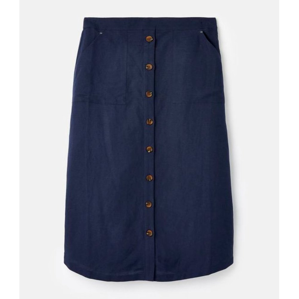 NWT Womens Size 2 or 4 Joules Navy Patch Pocket Orielle Solid Woven Skirt NEW